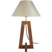 Lampes de bureau Tosel Lampe de chevet colonne bois foncé et créme