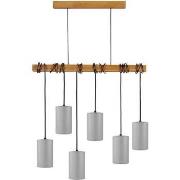 Lustres, suspensions et plafonniers Tosel Lustre bar bois foncé et gri...