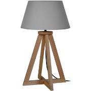 Lampes de bureau Tosel Lampe de chevet colonne bois foncé et gris