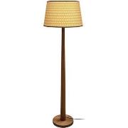 Lampadaires Tosel Lampadaire droit bois foncé et jaune