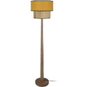 Lampadaires Tosel Lampadaire droit bois foncé et jaune