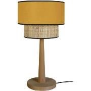 Lampes de bureau Tosel Lampe a poser droit bois foncé et jaune