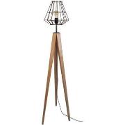 Lampadaires Tosel Lampadaire trépied bois foncé et marron