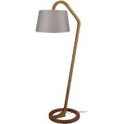 Lampadaires Tosel Lampadaire arqué bois foncé et taupe