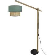 Lampadaires Tosel Lampadaire droit bois foncé et vert