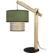 Lampes de bureau Tosel Lampe a poser articulé bois foncé et vert