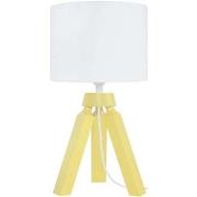 Lampes de bureau Tosel Lampe de chevet trépied bois jaune et blanc