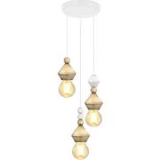 Lustres, suspensions et plafonniers Tosel Lustre cylindrique bois natu...