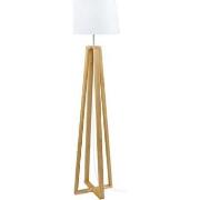 Lampadaires Tosel Lampadaire colonne bois naturel et blanc