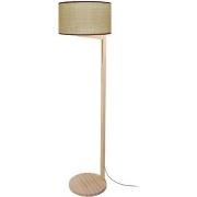 Lampadaires Tosel Lampadaire droit bois naturel et créme foncé