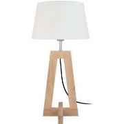 Lampes de bureau Tosel Lampe de chevet colonne bois naturel et écru