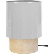 Lampes de bureau Tosel Lampe de chevet cylindrique bois naturel et gri...