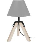 Lampes de bureau Tosel Lampe de chevet trépied bois naturel et gris