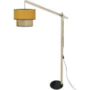 Lampadaires Tosel Lampadaire droit bois naturel et jaune