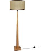 Lampadaires Tosel Lampadaire droit bois naturel et jaune