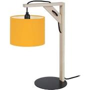 Lampes de bureau Tosel Lampe de chevet carré bois naturel et jaune