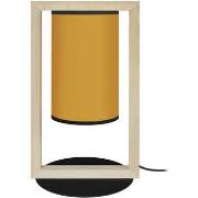 Lampes de bureau Tosel Lampe de chevet colonne bois naturel et jaune