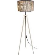 Lampadaires Tosel Lampadaire trépied bois naturel et Jute