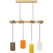 Lustres, suspensions et plafonniers Tosel Lustre bar bois naturel et m...