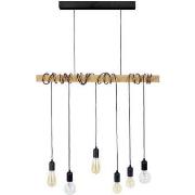 Lustres, suspensions et plafonniers Tosel Lustre bar bois naturel et n...