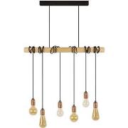 Lustres, suspensions et plafonniers Tosel Lustre bar bois naturel et n...