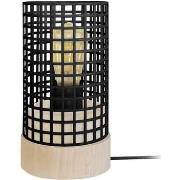 Lampes de bureau Tosel Lampe de chevet cylindrique bois naturel et noi...