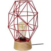 Lampes de bureau Tosel Lampe de chevet géométrique bois naturel et rou...