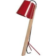 Lampes de bureau Tosel Lampe de bureau trépied bois naturel et rouge