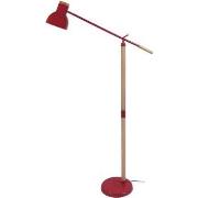 Lampadaires Tosel lampadaire liseuse articulé bois naturel et rouge