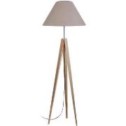 Lampadaires Tosel Lampadaire trépied bois naturel et taupe