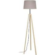 Lampadaires Tosel Lampadaire trépied bois naturel et taupe