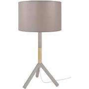 Lampes de bureau Tosel Lampe a poser droit bois naturel et taupe