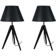 Lampes de bureau Tosel Lampe de chevet trépied bois noir