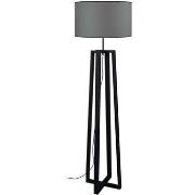 Lampadaires Tosel Lampadaire colonne bois noir et gris