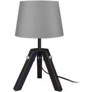 Lampes de bureau Tosel Lampe de chevet trépied bois noir et gris