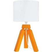 Lampes de bureau Tosel Lampe de chevet trépied bois orange et blanc