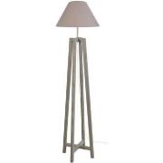 Lampadaires Tosel Lampadaire colonne bois taupe