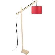 Lampadaires Tosel lampadaire liseuse articulé bois naturel et rouge