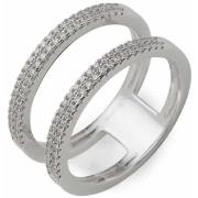 Bijoux Orusbijoux Bague Rhodié Double Anneaux Sertis