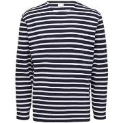 T-shirt Selected Noos Briac Stripe L/S T-Shirt - Navy Blazer