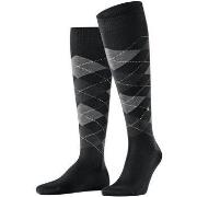 Socquettes Burlington Chaussettes Hautes Manchester Carreaux Noir 3000