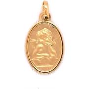 Pendentifs Brillaxis Médaille ovale ange or jaune 18 carats