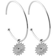 Boucles oreilles Brillaxis Créoles pampille soleil argent rhodié