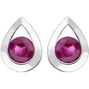 Boucles oreilles Brillaxis Boucles d'oreilles or blanc goutte rubis