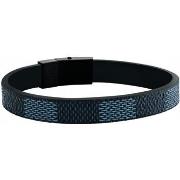 Bracelets Jourdan Bracelet homme Chicago cuir bicolore acier noir