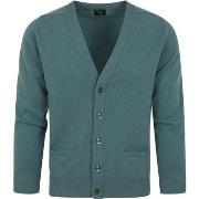 Sweat-shirt William Lockie Cardigan en Laine d'Agneau Bleu