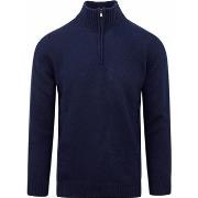 Sweat-shirt Suitable Pull Demi-Zip Mélangé Bleu Marine