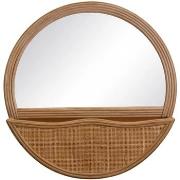 Miroirs Ixia Grand miroir rond avec rangement en rotin