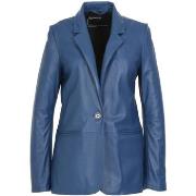 Blouson Oakwood Blazer Meg en cuir Ref 57475 Bleu Fonce