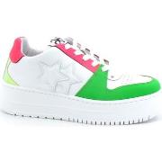 Chaussures Balada Sneaker Queen Low Platform White Pink Fluo Green 2SD...